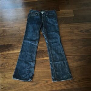 Dark Blue Denim Wide Leg Jeans